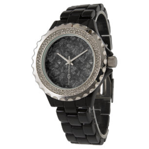 Modernes Mit Monogramm Schwarzes Imitat Glitzer Pa Armbanduhr