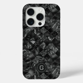 Modernes Mit Monogramm Schwarzes Imitat Glitzer Pa Case-Mate iPhone Hülle