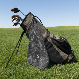 Modernes Mit Monogramm Schwarzes Imitat Glitzer Pa Golfhandtuch