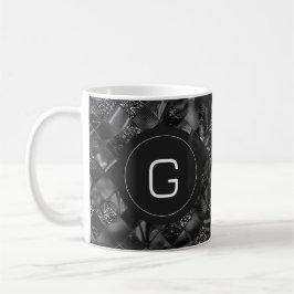 Modernes Mit Monogramm Schwarzes Imitat Glitzer Pa Kaffeetasse