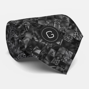 Modernes Mit Monogramm Schwarzes Imitat Glitzer Pa Krawatte