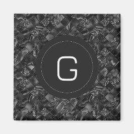 Modernes Mit Monogramm Schwarzes Imitat Glitzer Pa Magnet