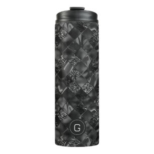 Modernes Mit Monogramm Schwarzes Imitat Glitzer Pa Thermosbecher