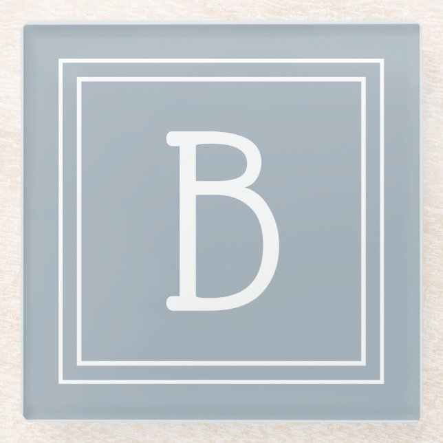 Modernes Mit Monogramm Soft Blue & White Initial Glasuntersetzer (Vorderseite)