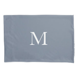 Modernes Mit Monogramm Solid Dusty Blue Kissenbezug