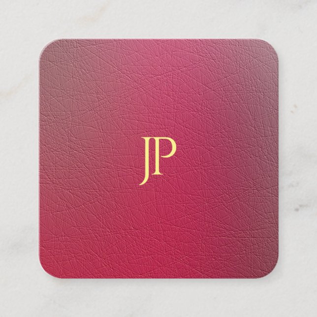 Modernes, Mit Monogramm strukturiertes, vergoldete Quadratische Visitenkarte (Vorderseite)