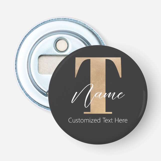 Modernes Mit Monogramm T & Name Personalisiert Flaschenöffner (Vorderseite)