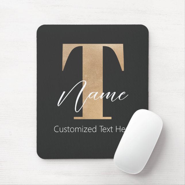 Modernes Mit Monogramm T & Name Personalisiert Mousepad (Mit Mouse)