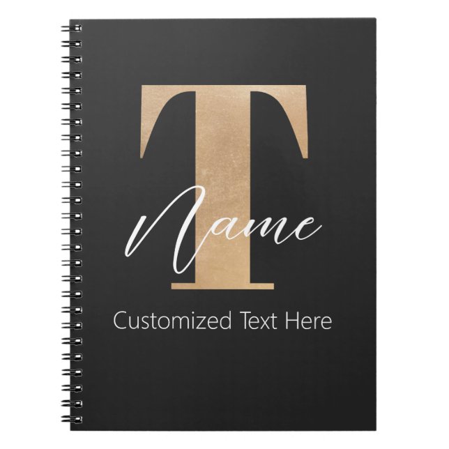 Modernes Mit Monogramm T & Name Personalisiert Notizblock (Vorderseite)