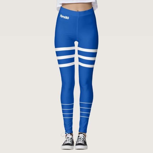 Modernes mit Monogramm Training in Blau Leggings (Vorderseite)