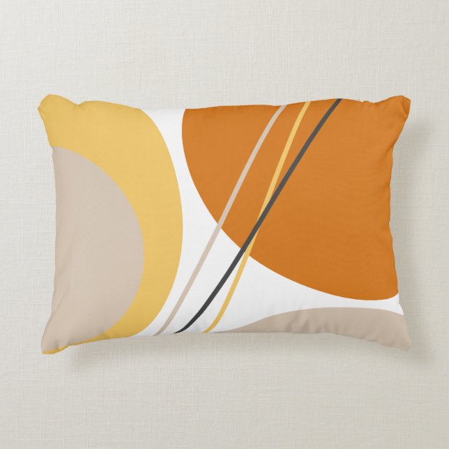 Modernes Mittelalter Abstrakt Mustard Rust Brown Dekokissen (Vorderseite)
