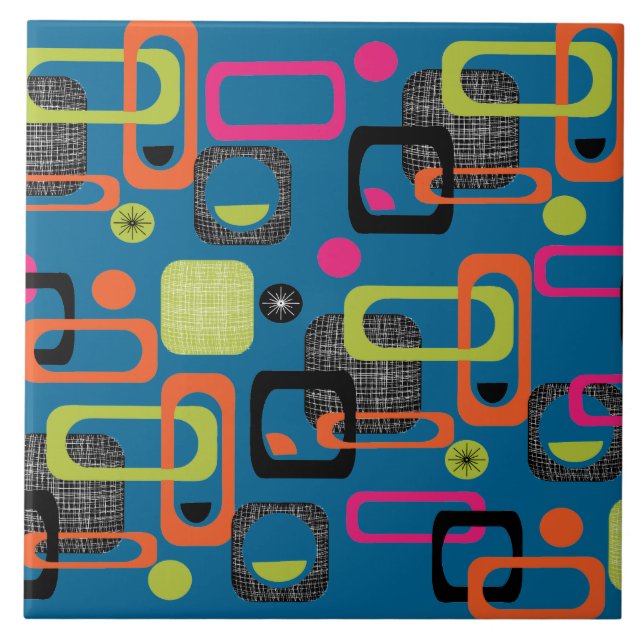 Modernes Mittelalter Funky Geometric Muster Fliese (Vorderseite)