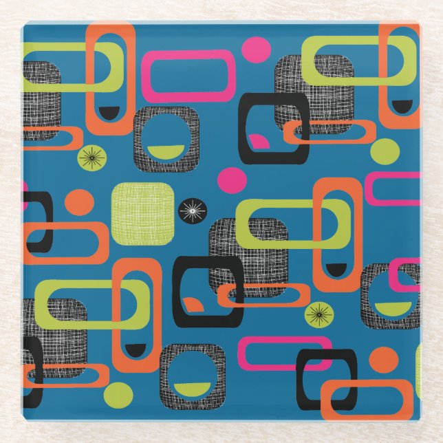 Modernes Mittelalter Funky Geometric Muster Glasuntersetzer (Vorderseite)