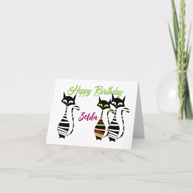 Modernes Mittelalter Katzen bearbeiten Text Karte (Vorderseite)