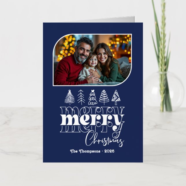 Modernes Mitternachtshandgezeichnetes Weihnachtsfe (Vorderseite)