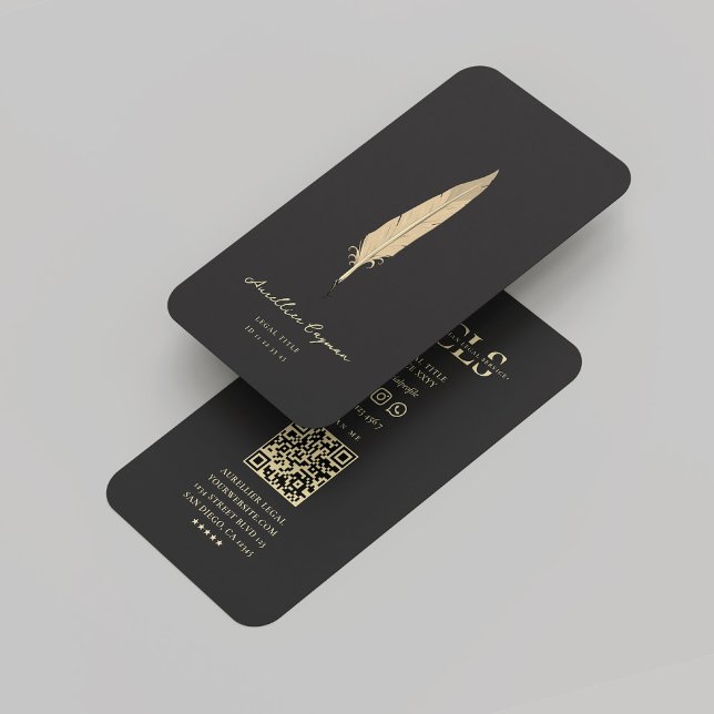 Modernes mobiles Notar legales Black Gold Quill Visitenkarte (Modern Mobile Notary Legal Black Gold Quill Business Card
)