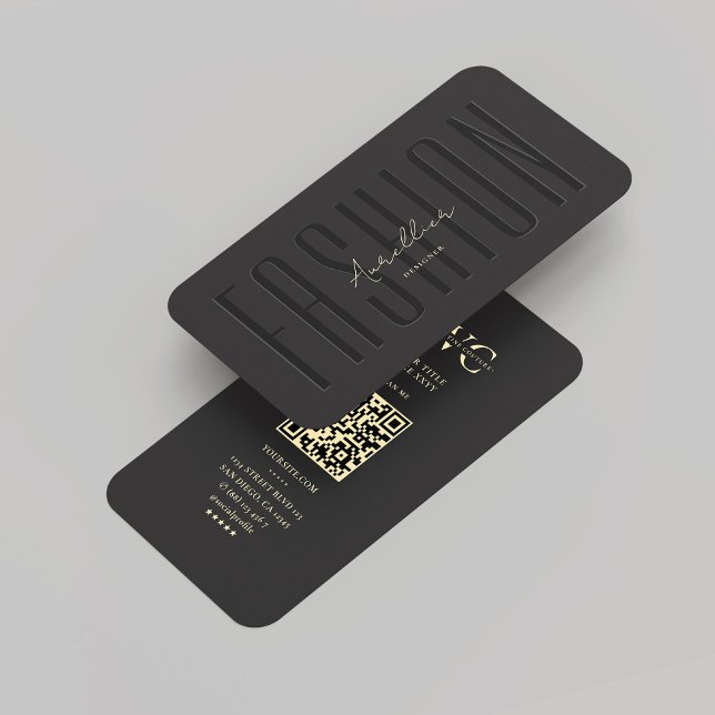 Modernes Mode Designer Monogram Black Gold Visitenkarte (Modern Fashion Designer Monogram Black Gold Business Card
)