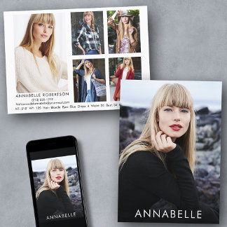 Modernes Modelling von 6 Fotos Modell-Comp-Karte Einladung