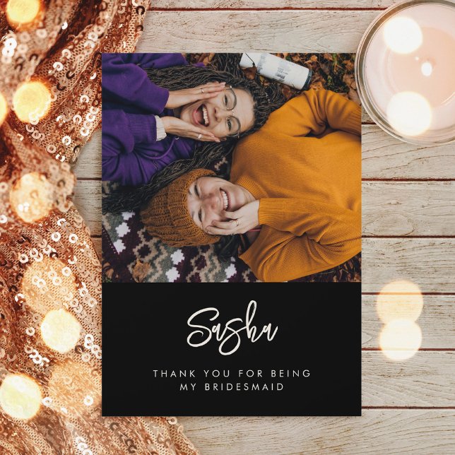 Modernes, modernes Foto der Bridesmaid Dankeskarte (Von Creator hochgeladen)
