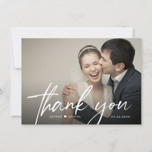 Modernes, modernes Foto für Hochzeiten Dankeskarte