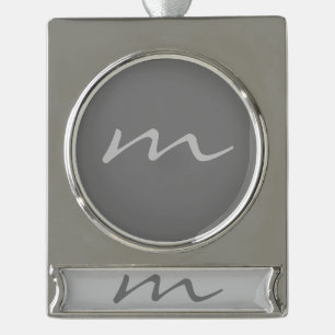 Modernes, modernes Monogramm beruflich grau Banner-Ornament Silber