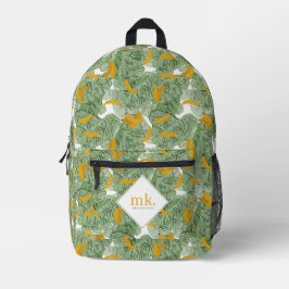Modernes Mongram für tropische Bananengrün Bedruckter Rucksack