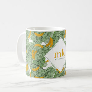 Modernes Mongram für tropische Bananengrün Kaffeetasse