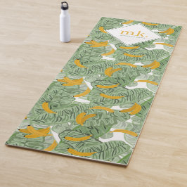 Modernes Mongram für tropische Bananengrün Yogamatte