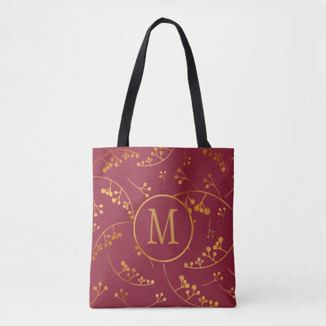 Modernes Mongram Goldmarsala-Beermuster Tasche (Vorderseite)