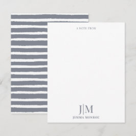 Modernes Mongram Karkohle Gray Strip Muster Mitteilungskarte