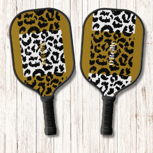 Modernes Mongram Leopard-Tierhautmuster Pickleball Schläger