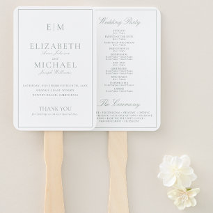 Modernes Mongram Sage Green Script Hochzeitsprogra Fächer