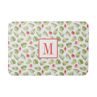 Modernes Mongram Tropical Palm Blätter Muster Badematte