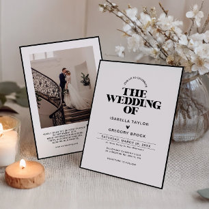 Modernes monochromes Foto mit QR-Code-Hochzeit Einladung