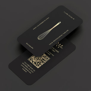 Modernes Monogram Baker Caterer Black Gold Whisky Visitenkarte