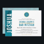 MODERNES MONOGRAM BAR MITZVAH Bar aquamarin blau Einladung<br><div class="desc">per kat massard >>> kat@simplysweetPAPERIE.com <<< Ein trendy Einladungs-Design für das BAR MITZVAH Setup Ihres Kindes als Vorlage ist es einfach für Sie, Ihre eigenen Daten hinzuzufügen, oder drücken Sie die Schaltfläche Anpassen und Sie können Text, Schriftart, Größen etc. TIP: 1 hinzufügen oder ändern. Um Grafiken zu ändern/verschieben/die Hintergrundfarbe zu...</div>