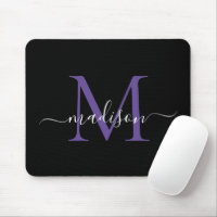 Modernes Monogram Black Lila Violet Girly Script