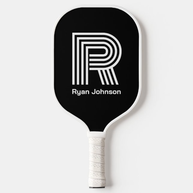Modernes Monogram Black Pickleball Paddel Pickleball Schläger (Vorderseite)
