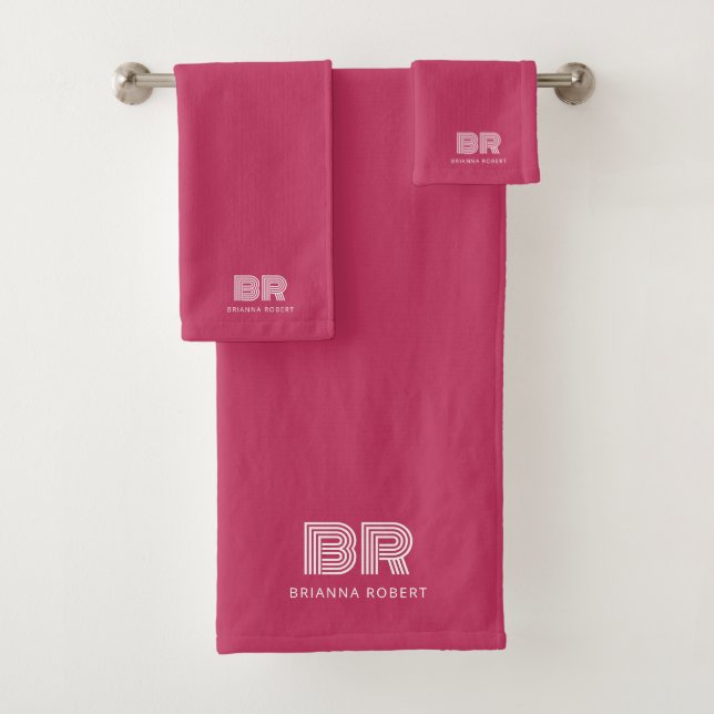 Modernes Monogram-Branding-Logo Stilvoll in heiß r Badhandtuch Set (Insitu)