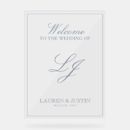 Modernes Monogram Classic Dusty Blue Script Willko Acrylschild