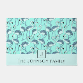 Modernes Monogram Flamingo Muster Fußmatte