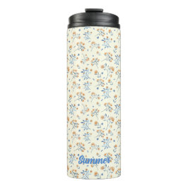 Modernes Monogram Floral Muster Thermal Tumbler Thermosbecher