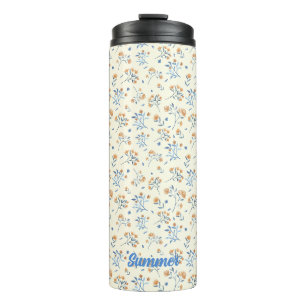 Modernes Monogram Floral Muster Thermal Tumbler Thermosbecher
