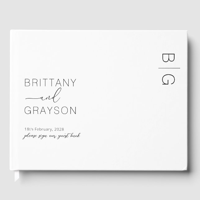 Modernes Monogram Foto Wedding Guest Book Gästebuch (Vorderseite)