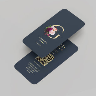 Modernes Monogram G Beruflich Dark Blue Gold Visitenkarte