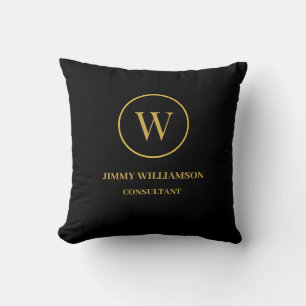 Modernes Monogram Gold Black Business Kissen
