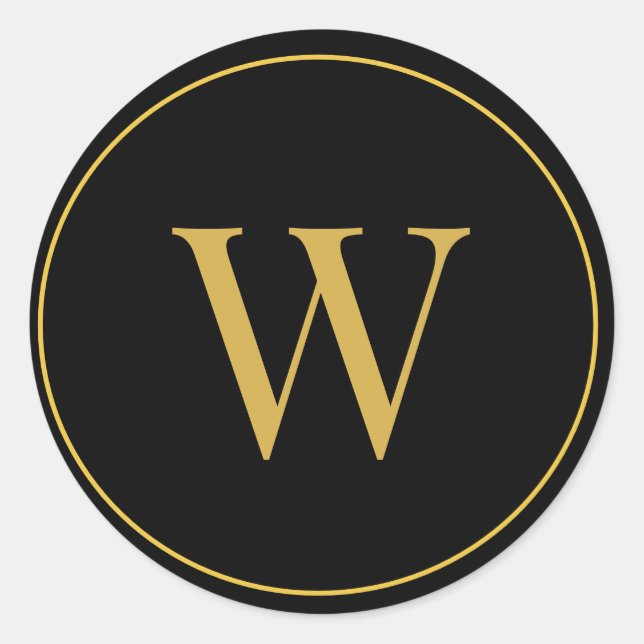 Modernes Monogram Gold Black Business Runder Aufkleber (Vorderseite)