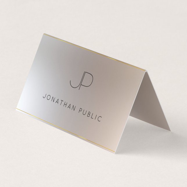 Modernes Monogram Gold Silver Look Elegante Vorlag Visitenkarten (Vorderseite)