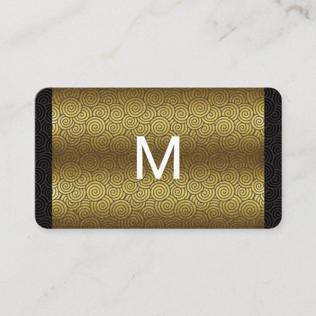 Modernes Monogram Gold Swirl Muster Visitenkarte (Vorderseite)