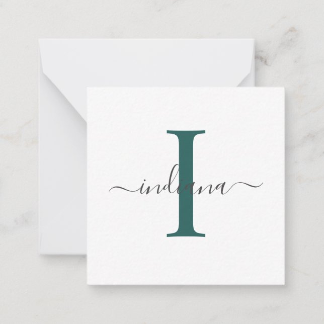 Modernes Monogram Handschrift-Script-Minimal Mitteilungskarte (Rückseite)